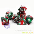 Dados poliédricos de gêmeos de dois tons em 30 cores diferentes, conjunto de dados de RPG de 7 para masmorras e dragões de tabela D&amp;D